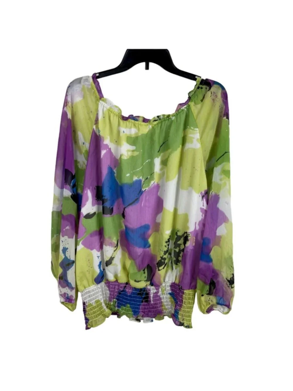 John Paul Richard Women Abstract Print Smocked Blouse Size 1X